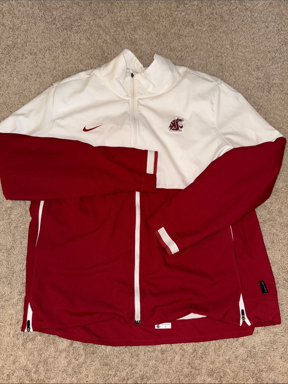Nike White and Cardinal Red Team Zip Jacket